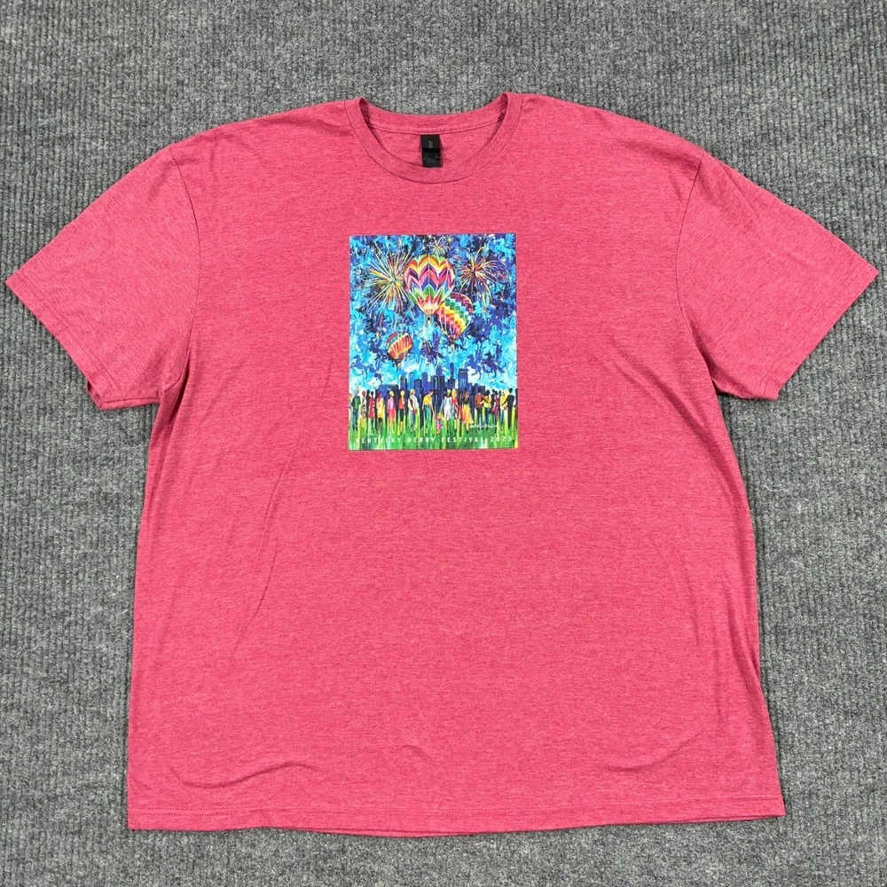 Kentucky Derby Festival 2023 Shirt Mens 2XL Gildan Hot Air Balloon Graphic Pink
